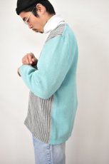 画像14: FANNI LEMMERMAYER (ファニレマメイヤー) Front Stripe V-neck Cardigan [MINT/GREY] (14)