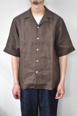 画像13: 【SALE】James Mortimer (ジェームスモルティマー) Irish Linen Open Collared Shirt [SANDALWOOD] (13)