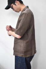 画像14: 【SALE】James Mortimer (ジェームスモルティマー) Irish Linen Open Collared Shirt [SANDALWOOD] (14)