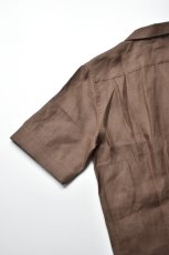 画像12: 【SALE】James Mortimer (ジェームスモルティマー) Irish Linen Open Collared Shirt [SANDALWOOD] (12)