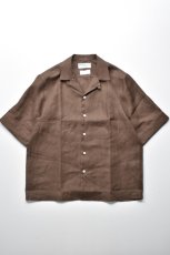 画像2: 【SALE】James Mortimer (ジェームスモルティマー) Irish Linen Open Collared Shirt [SANDALWOOD] (2)