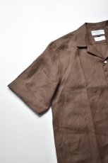 画像6: 【SALE】James Mortimer (ジェームスモルティマー) Irish Linen Open Collared Shirt [SANDALWOOD] (6)