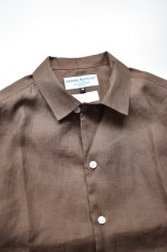 画像4: 【SALE】James Mortimer (ジェームスモルティマー) Irish Linen Open Collared Shirt [SANDALWOOD] (4)