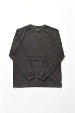 画像2: GOODWEAR (グッドウェア) L/S POCKET TEE PIGMENT DYE [BLACK] (2)