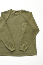 画像1: GOODWEAR (グッドウェア) L/S POCKET TEE PIGMENT DYE [OLIVE] (1)