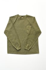 画像2: GOODWEAR (グッドウェア) L/S POCKET TEE PIGMENT DYE [OLIVE] (2)