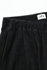 画像5: ATA (アタ) 8W CORD FRONT GATHERS EASY PANTS KNEE HAND ST STONE WASH [BLACK] (5)