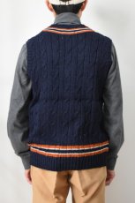 画像12: James Charlotte (ジェームスシャルロット) CRICKET CABLE VEE SLIPOVER [NAVY] (12)