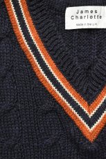 画像6: James Charlotte (ジェームスシャルロット) CRICKET CABLE VEE SLIPOVER [NAVY] (6)