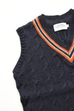 画像5: James Charlotte (ジェームスシャルロット) CRICKET CABLE VEE SLIPOVER [NAVY] (5)