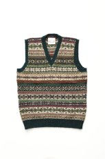 画像2: Jamieson's (ジャミーソンズ) All Over Fair Isle Slipover [DEEP GREEN] (2)