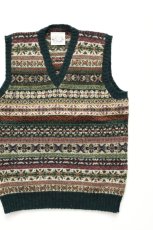 画像1: Jamieson's (ジャミーソンズ) All Over Fair Isle Slipover [DEEP GREEN] (1)