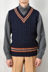 画像10: James Charlotte (ジェームスシャルロット) CRICKET CABLE VEE SLIPOVER [NAVY] (10)