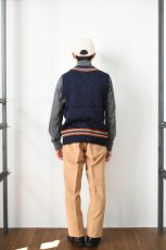 画像16: James Charlotte (ジェームスシャルロット) CRICKET CABLE VEE SLIPOVER [NAVY] (16)