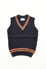 画像2: James Charlotte (ジェームスシャルロット) CRICKET CABLE VEE SLIPOVER [NAVY] (2)