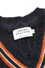 画像4: James Charlotte (ジェームスシャルロット) CRICKET CABLE VEE SLIPOVER [NAVY] (4)