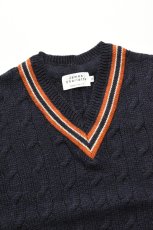 画像3: James Charlotte (ジェームスシャルロット) CRICKET CABLE VEE SLIPOVER [NAVY] (3)