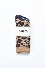 画像1: RoToTo (ロトト) PILE LEOPARD CREW SOCKS [D.BEIGE] (1)