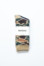 画像1: RoToTo (ロトト) PILE CAMO CREW SOCKS [KHAKI] (1)