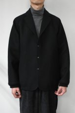 画像2: Scye (サイ) Super140's Wool Melton Snap Jacket [BLACK] (2)