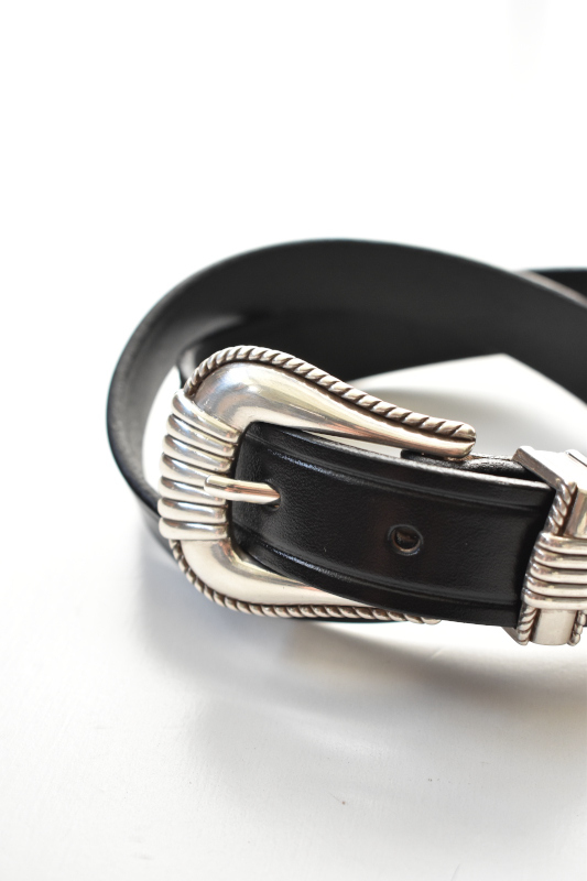 TORY LEATHER (トリーレザー) 3-Piece Silver Buckle Belts [BLACK/NICKEL]