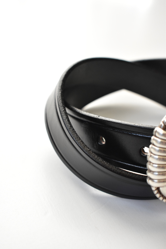 TORY LEATHER (トリーレザー) 3-Piece Silver Buckle Belts [BLACK/NICKEL]