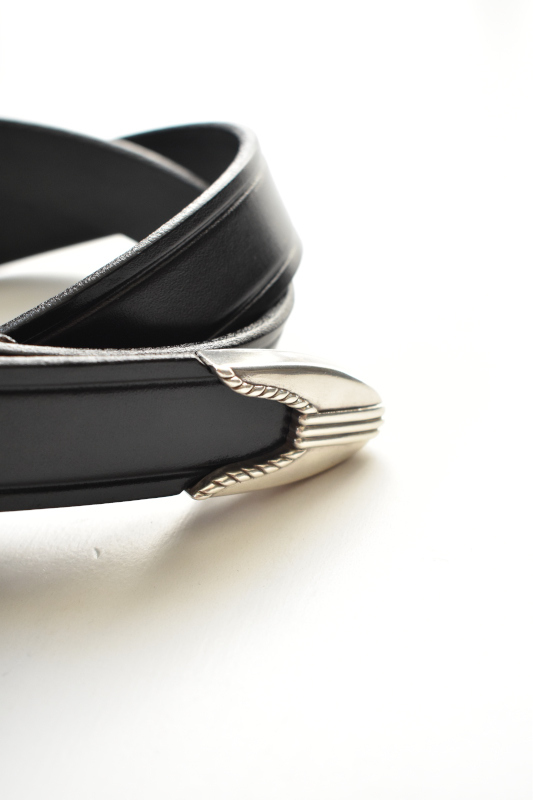 TORY LEATHER (トリーレザー) 3-Piece Silver Buckle Belts [BLACK/NICKEL]