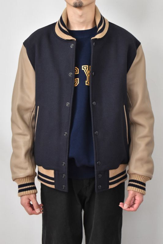 SCYE BASICS (サイベーシックス) Super140 Wool Melton Varsity Jacket