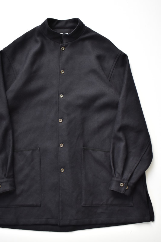 SOWBOW (ソウボウ) SOWBOW SHIRT MANDARIN COLLAR WOOL SERGE [NAVY]